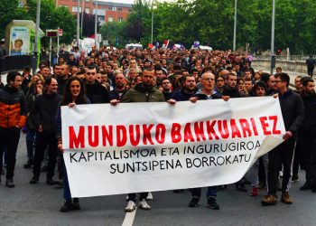 Barakaldo registró una nutrida manifestación contra el Banco Mundial y su farsante conferencia