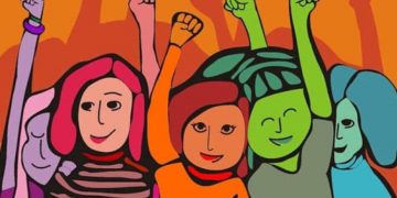 Mujeres antiimperialistas manifiestan su rechazo a la guerra de la OTAN contra los pueblos del Donbass, Donestk y Lugansk