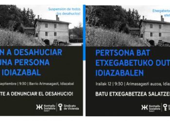 El Sindicato de Vivienda Goierri denuncia amenaza de desahucio en Idiazabal
