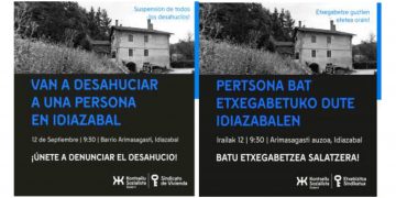 El Sindicato de Vivienda Goierri denuncia amenaza de desahucio en Idiazabal
