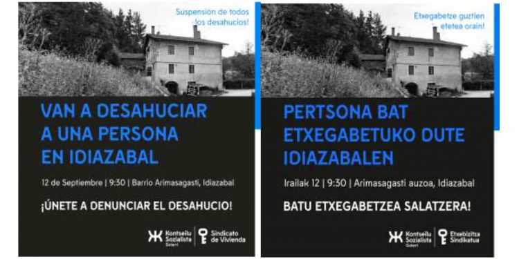 El Sindicato de Vivienda Goierri denuncia amenaza de desahucio en Idiazabal