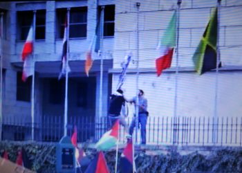 ITALIA. Un joven arrancó la bandera israelí de la sede de la FAO en Roma (vídeo)