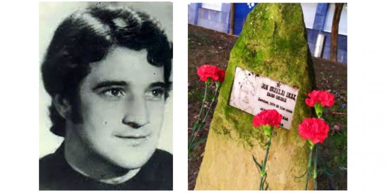 A petición de Covite, el Ayto. de Bilbao (PNV) retira el monolito en recuerdo a Jon Urzelai