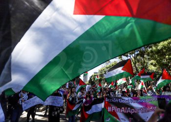 Banderas palestinas en las manifestaciones feministas