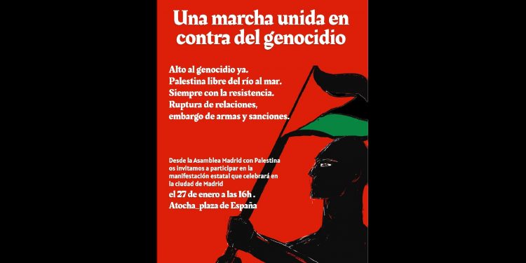 27 de enero, Madrid: Marcha unida contra el genocidio sionista en Palestina