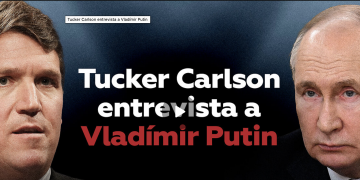 Vladímir Putin concede entrevista al periodista norteamericano Tucker Carlson.