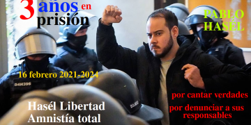 16 de febrero. Hoy cumple Pablo Hasél tres años en prisión