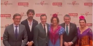 Para reenviar y reenviar: Juanma Moreno (PP, Andalucía) en la caseta de CC.OO en la Feria de Sevilla (Video)