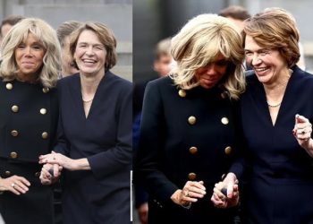 Las llamadas «primeras damas» de Francia y Alemania a las risas ante el monumento al holocausto