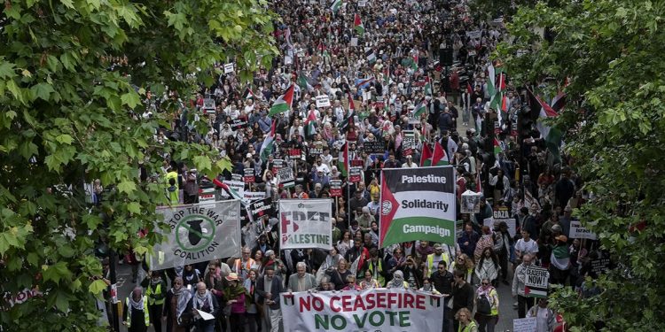 REINO UNIDO. Cientos de miles de personas por Palestina afirman que ‘No votaremos por quienes normalizan las masacres’