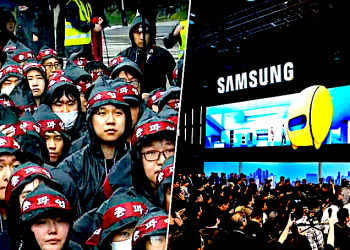 Impresionante  huelga de los trabajadores de Samsung en Corea del Sur.