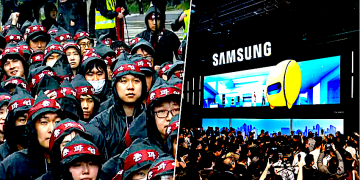 Impresionante  huelga de los trabajadores de Samsung en Corea del Sur.