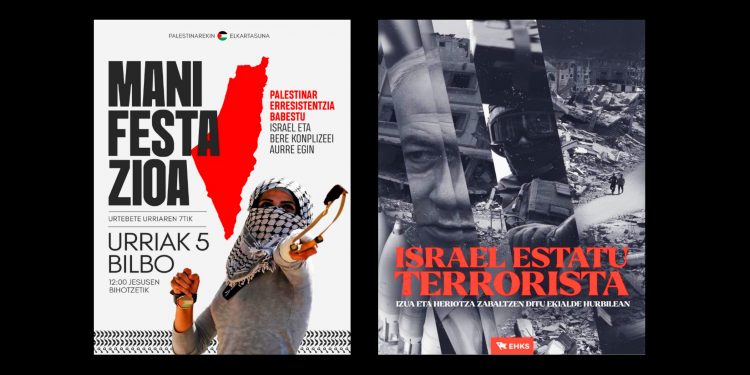 EHKS llama a participar en la manifestación por Palestina del 5 de octubre en Bilbao