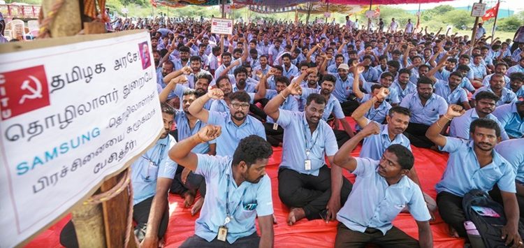 Sindicato comunista de la India paraliza Samsung por tercera semana
