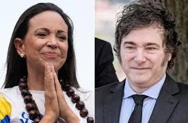 VENEZUELA. La líder de la ultraderecha, Corina Machado, se deshace en elogios a Milei y su tropa