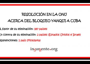 Por trigésima segunda ocasión, el mundo expresa un NO rotundo al bloqueo imperialista a Cuba