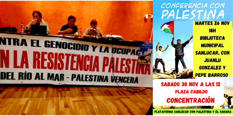 Video. Conferencia con Palestina en Sanlúcar de Barrameda  con Juanlu González y Pepe Barroso
