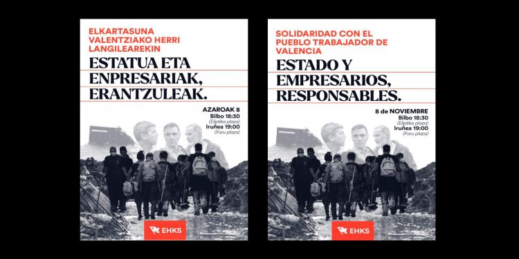 EHKS. Frente al desastre y la corrupción del estado, solidaridad con la clase trabajadora de Valencia
