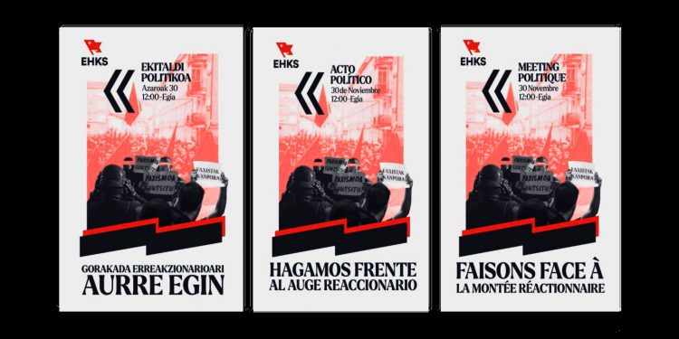 EHKS anuncia acto político en Donostia para hacer frente al auge reaccionario