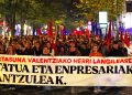 EHKS se manifestó en Bilbo e Iruñea en solidaridad con la clase trabajadora de Valencia