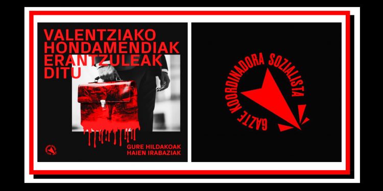 GKS organiza la solidaridad para con el pueblo valenciano y señala a los responsables de la tragedia