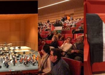Pamplona. El público abandona la sala al anunciar que la Orquesta tocará una pieza del autor del himno de Israel