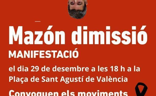 Convocada la tercera gran movilización en Valencia para decirle a Mazón que se vaya