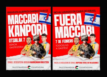 Palestinarekin Elkartasuna llama a la movilización para parar el partido entre Maccabi Tel Aviv y Baskonia