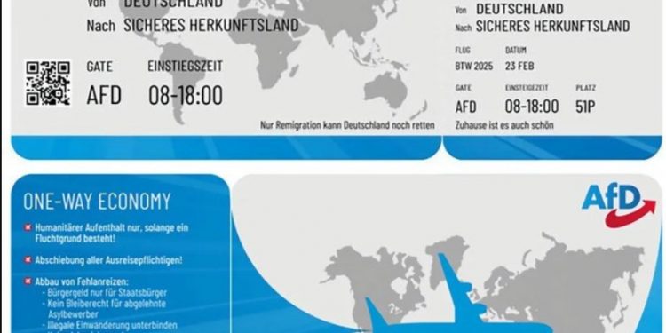 ALEMANIA. Los neo-nazis, que ya superan el 20% en intención de voto, reparten por los buzones de los emigrantes un billete de expulsión