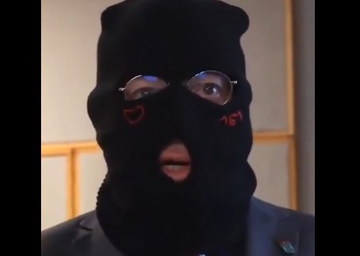 Un histórico líder de Die Linke («La Izquierda») aparece con un pasamontañas para atraer los votos de los antifascistas