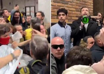 El fascista Iván Espinosa de los Monteros fue aplaudido por 25 pijos, pero en la sala de al lado lo estaban esperando…