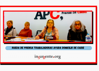 Rueda de prensa de las trabajadoras de ayuda domiciliaria de Cádiz.