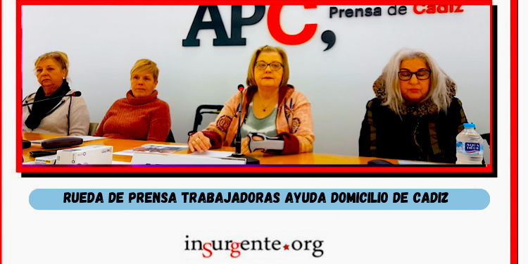 Rueda de prensa de las trabajadoras de ayuda domiciliaria de Cádiz.