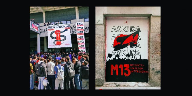 13 de marzo/Huelga estudiantil de Ikasle Abertzaleak: Manifestaciones en Bilbo, Donostia, Gasteiz e Iruñea