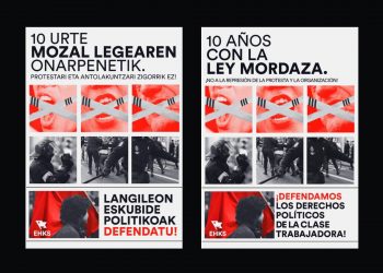 A diez años de la Ley Mordaza, EHKS llama a unir fuerzas por los derechos políticos de la clase trabajadora
