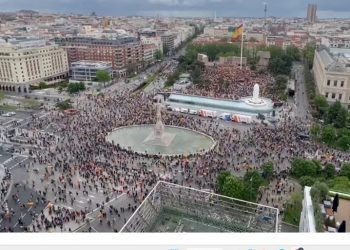 La extrema derecha dice haber concentrado a «decenas de miles» en Madrid; la imagen los desmiente