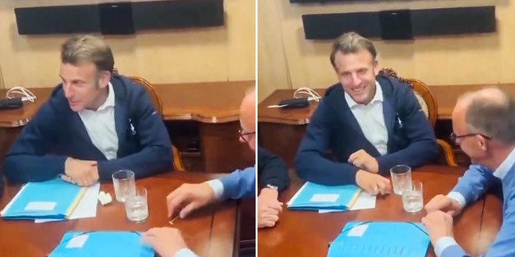 Macron y la sospechosa bolsita blanca (Diosdado Cabello no tuvo dudas)