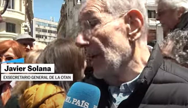 El criminal de guerra Solana asiste a una manifestación del PSOE en defensa de la U.E