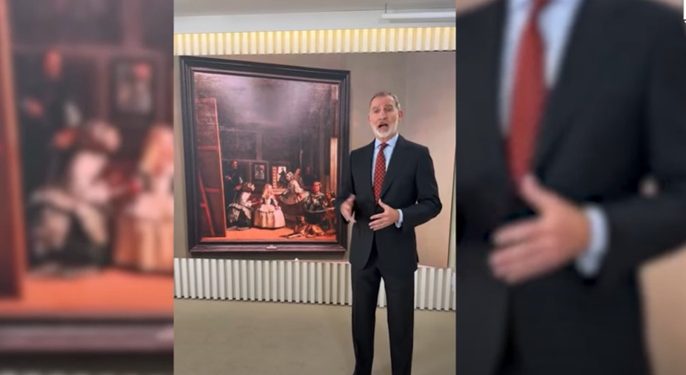 Ante la posibilidad de que se proclame la tercera república, el Borbón se hace crítico de arte (Video)