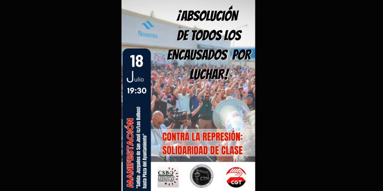 Cádiz, 18 de julio: Manifestación ¡Absolución de todos los encausados por luchar!