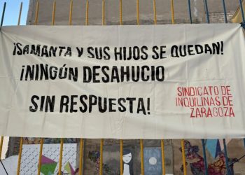 La movilización popular consigue en una misma mañana paralizar dos desahucios en Zaragoza