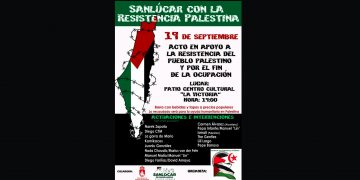 Sanlúcar, 19 de septiembre: Acto en apoyo a la resistencia del pueblo palestino y por el fin de la ocupación