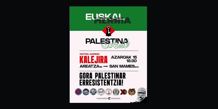 15 de noviembre, Bilbo: Kalejira antes del partido de las selecciones de Euskal Herria y Palestina
