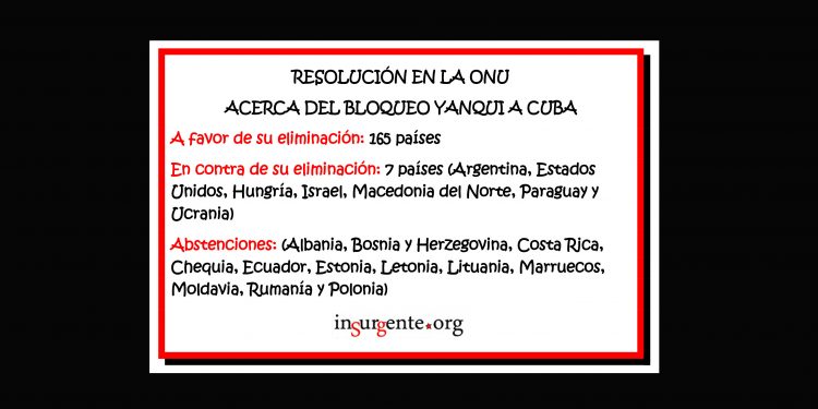 El mundo dice NO al bloqueo yanqui a Cuba pero, año tras año, la resolución nunca se materializa