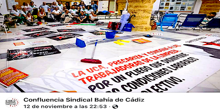 Palabras del colectivo de trabajadoras de limpieza de la universidad de Cádiz en asamblea, en el rectorado