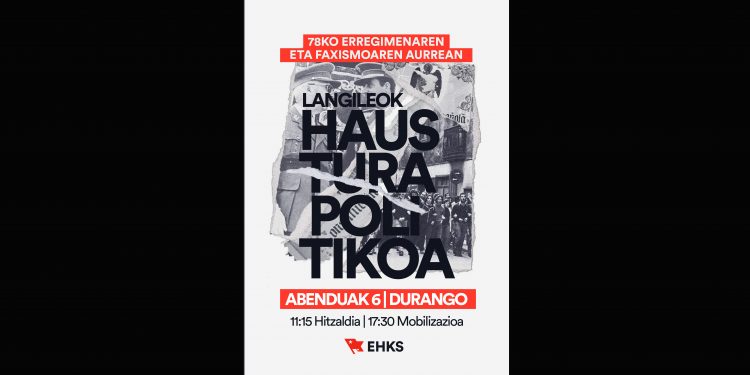 6 de diciembre, Durango: Conferencia y movilización de EHKS por la ruptura política de los trabajadores