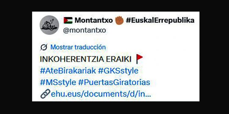 La compañera Karla Pisano ha vuelto a ser calumniada por un trolero de la Izquierda Abertzale; le han respondido