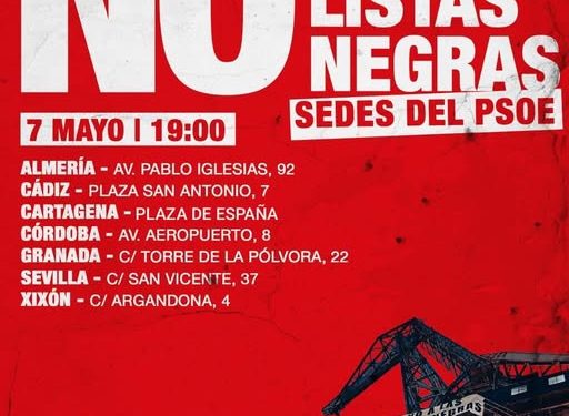 Sigue la lucha desde la grúa de Manuel y Jesús; se convoca ante las sedes del PSOE contra las listas negras