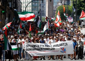 Una manifestación recorre Bilbao en protesta por la represión de la policía vasca y su complicidad con el sionismo