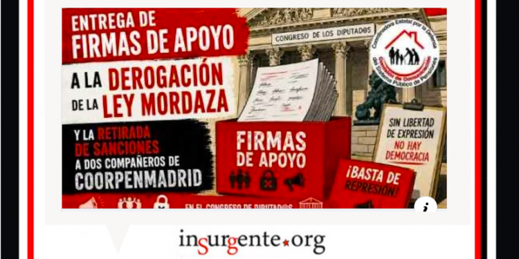 Los pensionistas entregan 130 firmas en el congreso exigiendo la derogación de la ley mordaza y la retirada de las sanciones a 2 de ellos.